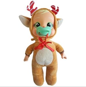 Cry Babies Tiny Cuddles Reindeer 9 inch Baby Doll Cries Real Tears Christmas